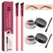 4D Hair Stroke Brow Stamp Set Eyebrow Hair Stroke Brush with 2 Colors Eyebrow Cream Multifunction Ultra-thin Angled Realistic Eyebrow Brushes Makeup Kit(Light Brown+Dark Brown) 1 Light Brown+Dark Brown