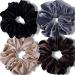 IVARYSS Extra Large Scrunchies for Women's Thick Hair Premium Velvet Soft Jumbo Scrunchy XL 6 inch Big Elastic Band Hair Accessories 4 Pack Neutral V-Neutral