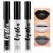 Spooktacular Creations Halloween Makeup Lip Stain 3 PCS Matte Liquid Lipstick Set Waterproof Lip Gloss Set Face Paint for SFX Cosplay Sports Festival or Stage Makeup (Black White Gray)
