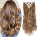 S-noilite Fashion 8 Piece Clip in Hair Extensions Long Full Head 18 Clips 24 inches Curly Light Brown & Ash Blonde Light Brown & Ash Blond 24 Inch