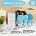 Silicone Travel Bottles Set with Face Scrubber | Leakproof Small Containers for Toiletries | Refillable 2oz-3oz Tubes for Liquids | TSA Approved, BPA Free | Light Blue - Buy Online on GoSupps.com