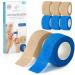 Finger paving self -adhering - 8x pavement roll in 4x blue + 4x skin color (2.5cm x 4.5m) - bandage self -adhesive - elastic tape waterproof - dust fat and dirt -repaying pavement tape 4x blue + 4x skin colors 8 rolls