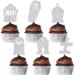 Silver Halloween Tombstone Cupcake Toppers Glitter RIP Spooky Skull Food Picks Cemetery Graves Zombie Birthday Party Decoration 24PCS