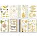 Temporary Boho Metallic Tattoos for Women Girls | Gold Silver Shimmer Designs Jewelry Tattoos | 80+ Color Fake Waterproof Tattoo Stickers Henna Body Paints (8 Sheets)