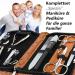 Buy Three Swords 'Spezia' 10-Piece Manicure Set in Cognac Synthetic Leather | Premium Nail Care Kit with Scissors Tweezers & Glass Nail Files | International Shipping Available - Buy Online on GoSupps.com