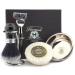 Haryali London Men's 5-piece shaving set with black synthetic hair brush stand bowl and soap