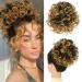 PEACOCO Messy Bun Short Curly Ponytail Extension Elastic Drawstring Loose Hair Bun Hair Pieces for Women with Thinning Hair High Temperature Synthetic Fiber Hair Bun Extension 80g 80g 1B
