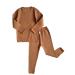DreamBuy 20 Colours Ribbed Pyjama/Tracksuit/Loungewear Unisex Boys And Girls Pyjamas Baby Clothes Pyjamas For Women And Mens Pyjamas 2-3 Years Caramel