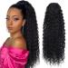 30 Inch Curly Ponytail Extensions for Black Women Drawstring Ponytail Synthetic Water Wave Long Drawstring Ponytail Human Hair Feeling With 2 Clips In Thick Ponytail Natural Looking Hairpiece (Natural Black,190g) 30 Inch (…