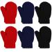 URATOT 6 Toddler Knitted Mittens Magic Stretch Gloves Winter Warm Knitted Soft Baby Mittens 5-8 Years Black navy red