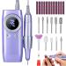 Professional 45000 RPM Nail Drill   Rechargeable Electric Nail File Machine E File for Acrylic Nails Gel Polishing Removing  Portable Cordless Efile with Bits Kit for Manicure Salon Home Purple