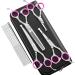 Round Tip Dog Grooming Scissors Kit - Titanium Coated Stainless Steel Set for Small Pet Cat Dog - Thinning/Straight/Curved Shears with Comb and Case in Pink - Buy Online on GoSupps.com