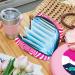 Large Aesthetic Storage Bags for Women's Bandages & Tampons - Zippered Geometry Stripes in Pink - Buy Online on GoSupps.com