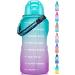 Fidus Large 1 Gallon Motivational Water Bottle with Paracord Handle & Removable Straw - BPA Free Leakproof Water Jug with Time Marker to Ensure You Drink Enough Water Throughout the Day A0-Green/Purple Gradient