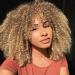 Porsmeer curly afro wig women full fluffy hair kinky curly bob brown blonde tig with pony for black women natural art hair wig for party cosplay 14 inch black mix