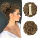 BARSDAR Claw Clip Messy Bun Hairpiece Clip in Hair Scrunchies Curly Synthetic Hair Bun Extensions for Women Ponytail Updo Hair Donut Chignon Light Golden Brown mix Golden Blonde Evenly