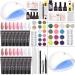 COOSERRY Poly Gel Nail Kit - 8 Colors Nail Extension Gel Kit with 48W Led Lamp - Clear Pink Builder Gel for Nails with Slip Solution Top Base Coat Rhinestone Glitter Nail Manicure Beginner Starter Kit