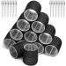 Big Self-Grip Hair Curlers Rollers with Stainless Steel Duckbill Clips for Long Medium Thick Hair and Bangs Volume (Black)