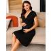 Irdcomps Women's Soft V Neck Nursing Nightgown - Maternity Nightdress for Breastfeeding - Casual Black Pajama Loungewear - Buy Online on GoSupps.com