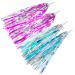 Kasteco 2 Pairs Bicycle Tassel Ribbon Bike Handlebar Scooter Streamers Blue silver and Hot pink silver