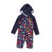 BONVERANO Baby Boys Swimsuit Toddler Bathing Suit Zip-up Full-Zip Hoodie One Piece Swimwear with UPF 50+ Sun Protection 6-9 Months Hooded Colorful Fish