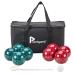 Pointyard Bocce Ball Set, 90mm Classic Bocce Ball Set with 8 Resin Bocce Balls/1 Pallino/Nylon Zippered Bag/Measuring Tape - Outdoor Family Games for Backyard/Lawn/Beach (Red & Green)