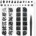 120 Pieces Multi Shapes Gems Crystals and 3000 Pieces Nail Art Rhinestones Round Flat Back Gems Diamond Stone with Rhinestone Picker Dotting Pen and Tweezer for Nail Art Craft Clothes (Black)