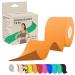 Kinesiology Tape 5m Roll - Sports K Tape for Knee/Muscle Support - Adhesive Uncut Sports & Physio Tape to Improve Blood Circulation Swelling Pain-Relief - Orange