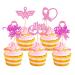 Cyodoos 30 PCS Breast Cancer Awareness Cupcake Toppers Glitter Pink Ribbon Never Give Up Beliveve Hope Cupcake Picks Pink Ribbon Party Cake Decorations Supplies