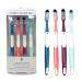 Pack of Four Flex Clean Toothbrushes Soft Bristles Battery Powered Blue Pink Purple