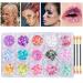 15 Colors Face Glitter Gel  Body Glitter Makeup for Face Body  Eyeshadow  Lip  Hair  Nail  Mermaid Sequins Chunky Glitter Aloe Vera Gel Festival Party Rave Sparkle Lasting 52.5g