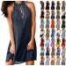 Esdra Women's Summer Sleeveless Floral Printed Mini Tank Dress Casual Halter Neck A Line Flowy Beach Vacation Party Sundress Medium 08-black