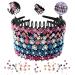 6 -pack wave rhinestone teeth comb head straps for women luolipeya flower crystal hair band hair bracket with teeth non -slip hard plastic 3 pattern (shiny 6 colors)