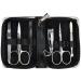 3 Swords Germany - brand quality 6 piece manicure pedicure grooming kit set for professional finger & toe nail care scissors clipper genuine leather case in gift box Made in Solingen Germany (6325) BLACK - REAL LEATHER