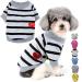 Zweitea dog shirts for small dogs summer basic t-shirt stripes puppy clothes love heart sweatshirt soft cotton tea shirt pet pullover chihuahua clothing gray xs xs gray