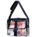 Vorspack Clear Bag Stadium Approved - PVC Clear Crossbody Bag Clear Messenger Bag with Inner Pocket for Concerts Sports Black