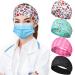 4 Pieces Headbands with Buttons for Nurses Women, Face Covering Headbands Bandanas for Ear Protector Head Wraps Elastic Hairband for Nurse's Day Gift (Background in Black, Pink, White)