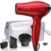 LURA Travel Hair Dryer with Diffuser and Concentrator:Mini Blow Dryer with European Plug,Small Dual Voltage Portable Hairdryer with Travel Bag ,Compact Lightweight 1200W Blowdryer for Men and Kids Cola Red