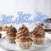 UXYOKM 24Pcs Happy Birthday Cupcake Toppers Blue Glitter Cupcake Picks Birthday Decorations Baby Shower Anniversary Party Supplies - Buy Online on GoSupps.com