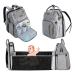 Yuniss diaper backpack diaper bag multifunctional diaper bag backpack large capacity waterproof baby bag with bed function diaper pad and stroller belt gray