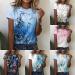 Floral Printed Casual Women's Summer Top | Loose Fit Short Sleeve T-Shirt in Light Blue - Buy Online on GoSupps.com
