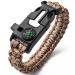 Ecomio Outdoor Survival Paracord bracelet for men - multifunction with flint compass & pipe - for hiking camping & emergency brown