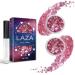 Laza Body Glitter, 2 Jars Iridescent Chunky Sequins with Glitter Glue Perfect for Women Eyeshadow Makeup Face Paint Festival Rave Outfits Hair Accessories Carnival Party Costumes - Pink