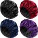 4 Pieces Satin Sleep Cap for Women Adjustable Satin Bonnet Large Sleep Bonnet Hair Bonnet Cap for Sleeping for Natural  Long and Curly Hair
