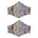 2Pack 100% Cotton Reusable Washable Adjustable Metal Strip Face Mouth Mask Double Layer Anti-Dust Fashion Flower Outdoor Cloth Cover Violet