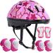 Asslen Kids Bike Helmet Suitable for Ages 3-8 Years Boys Girls, Adjustable Toddler Helmet with Knee Elbow Pads Wrist Guards Sports Protective Gear Set for Bike Bicycle Skateboard Scooter Pink Star