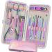 Manicure Set Nail Clippers Pedicure Kit - 12pcs Stainless Steel Nail Kit  Colorful Professional Nail Care Kit Nail Files & Scissors Tools For Hands Foot Facial - Pink