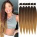 Pre Stretched Braiding Hair Extensions 30 Inch 6 Packs Ombre Brown Professional Synthetic Fiber Itch Free Crochet EZ Braids Yaki Texture Braiding Hair Extensions(30 inch 1B/30/27) 30 Inch (Pack of 6) T1B/30/27