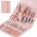 Manicure Set Glamour Gaze Manicure Pedicure Kit Nail Clippers 16 in 1 Professional Stainless Steel Cuticle trimmer Grooming Kit for Men Women with Storage Travel Case Pink