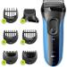 Buy Braun Series 3 Razor for Men - 3-in-1 Electric Shaver with 30 Min Runtime - 3010BT Blue & Black Bundle - Buy Online on GoSupps.com